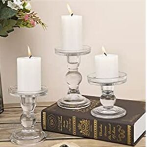 Glass Candler Holders 3 Piece Set